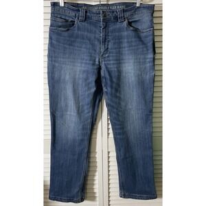 Duluth Jeans Mens 38x31 Blue Relaxed Fit Ballroom Double Flex Carpenter Jeans